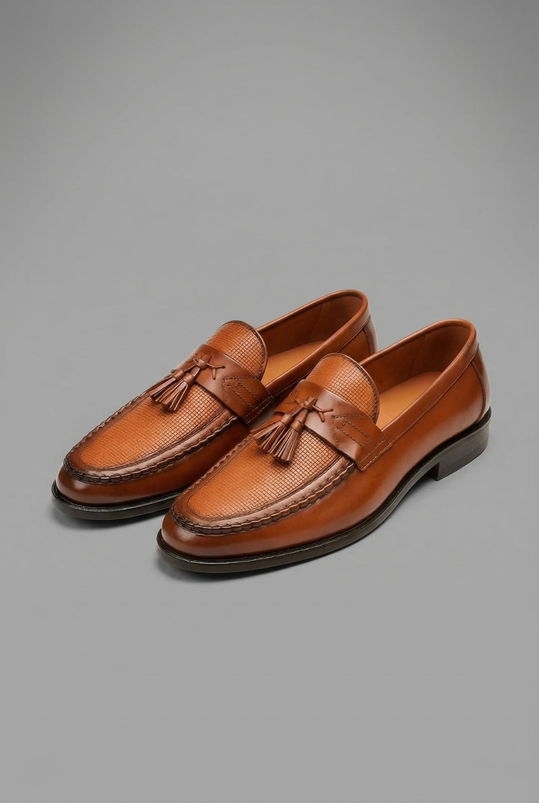 Men's Woven-Vamp Tassel Slip-On Dress Loafers - Brown