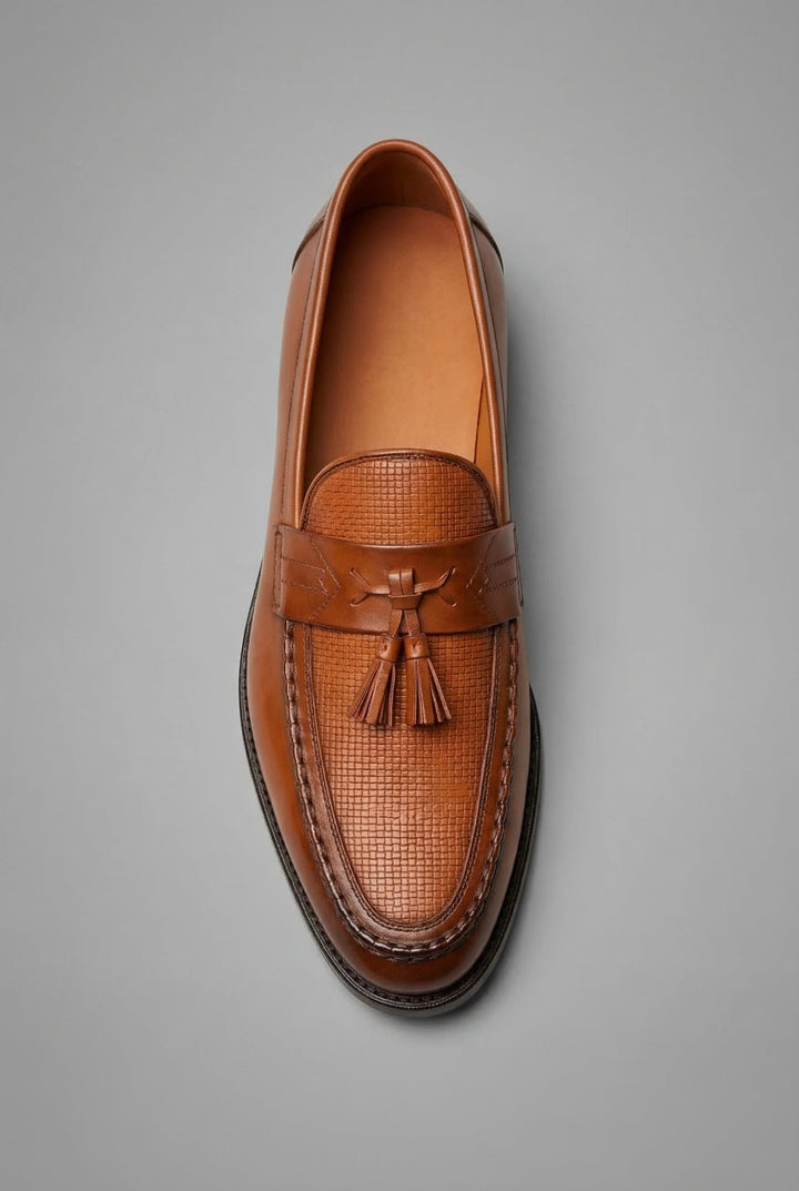 Men's Woven-Vamp Tassel Slip-On Dress Loafers