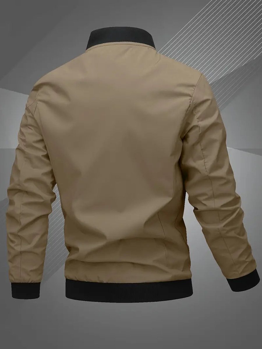 Men's Zip-Up Embroidered Baseball Collar Bomber Jacket