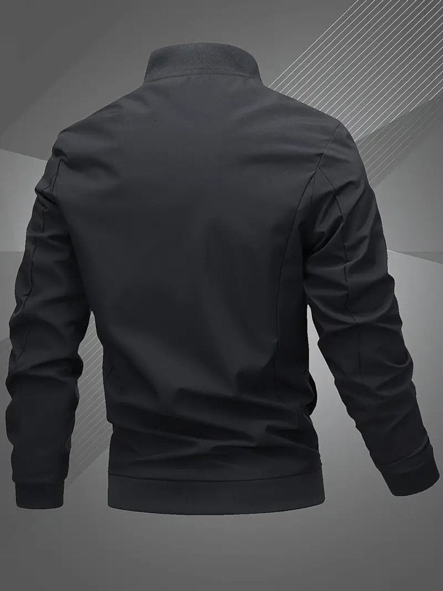 Men's Zip-Up Embroidered Baseball Collar Bomber Jacket