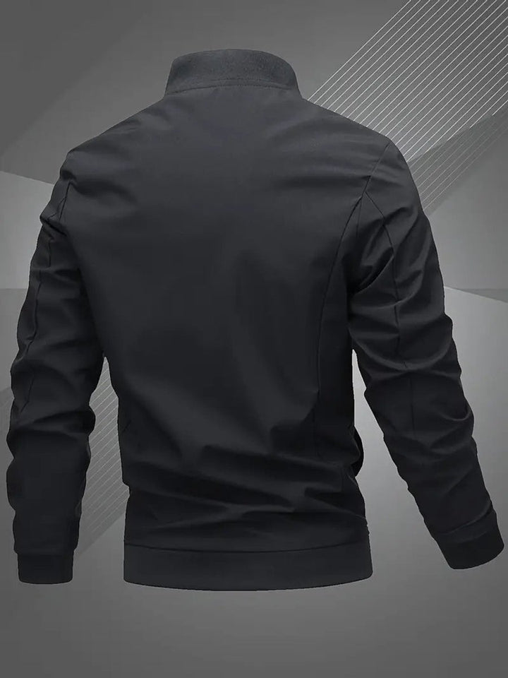 Men's Zip-Up Embroidered Baseball Collar Bomber Jacket