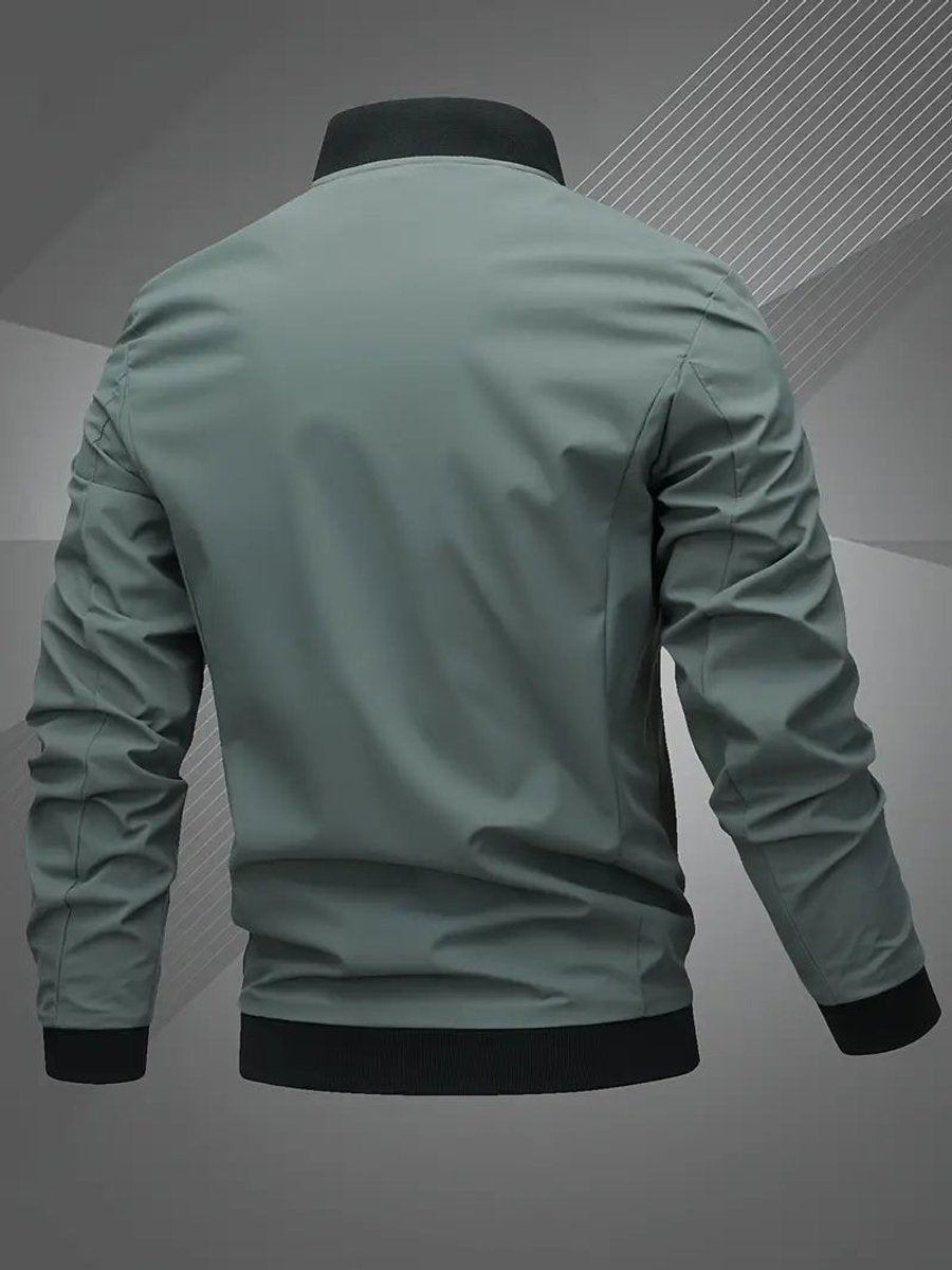Men's Zip-Up Embroidered Baseball Collar Bomber Jacket