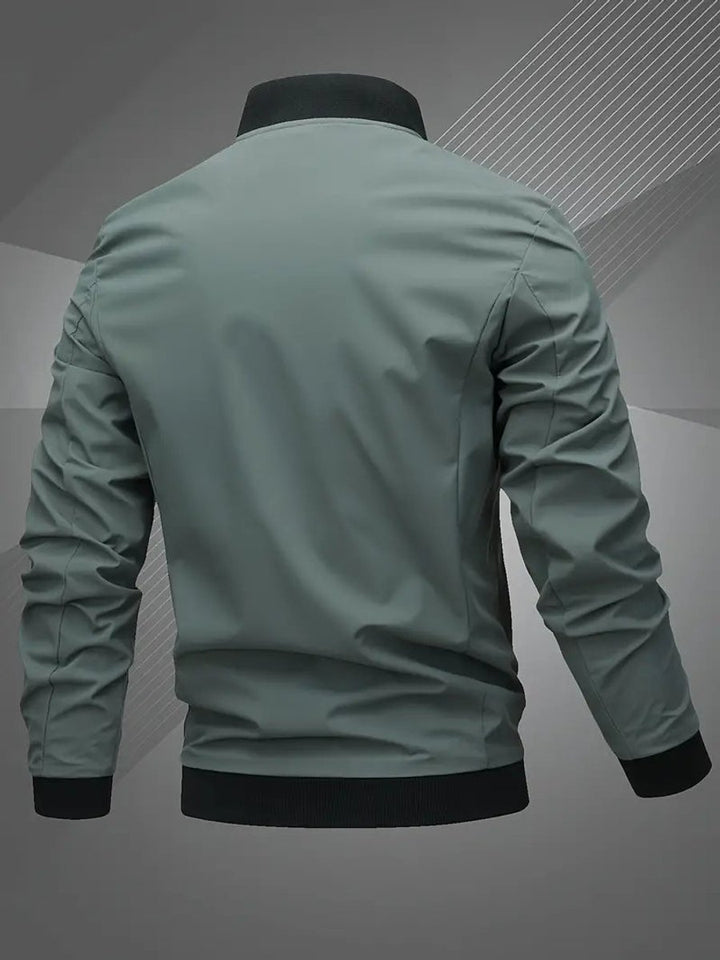 Men's Zip-Up Embroidered Baseball Collar Bomber Jacket
