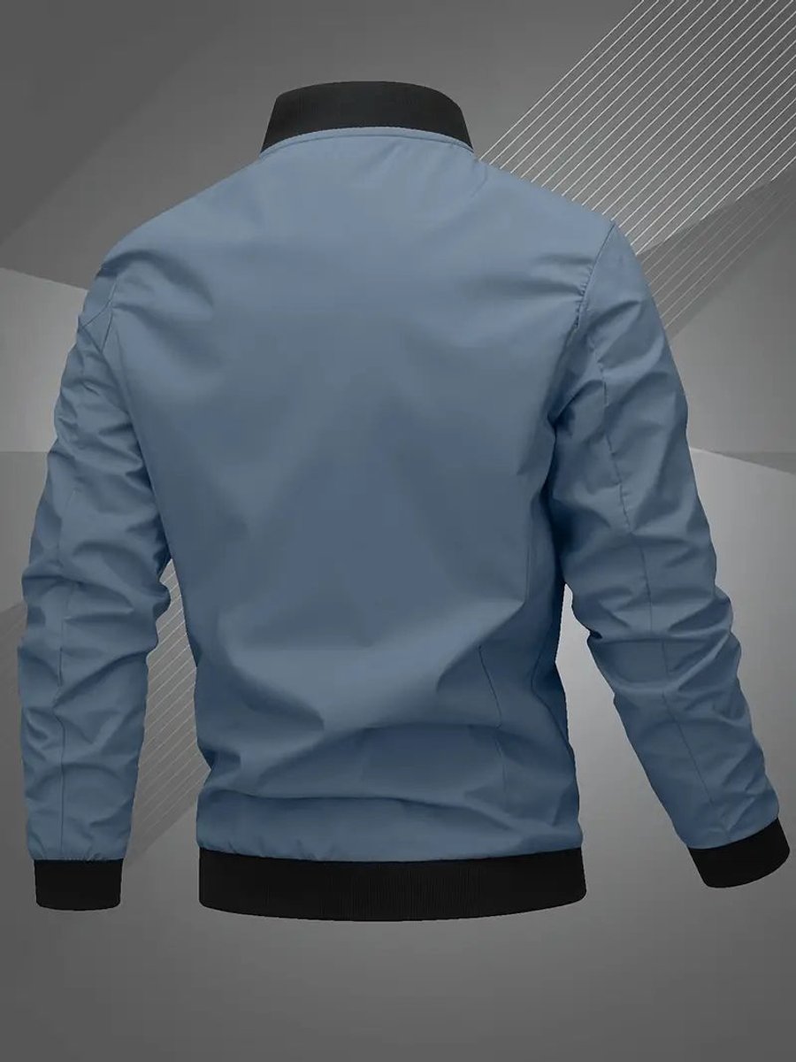 Men's Zip-Up Embroidered Baseball Collar Bomber Jacket