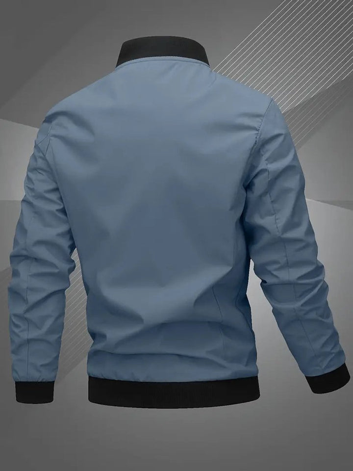 Men's Zip-Up Embroidered Baseball Collar Bomber Jacket