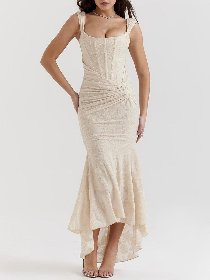 Mother of the Bride Dress Corset Bodice Jacquard Lace Mermaid Midi