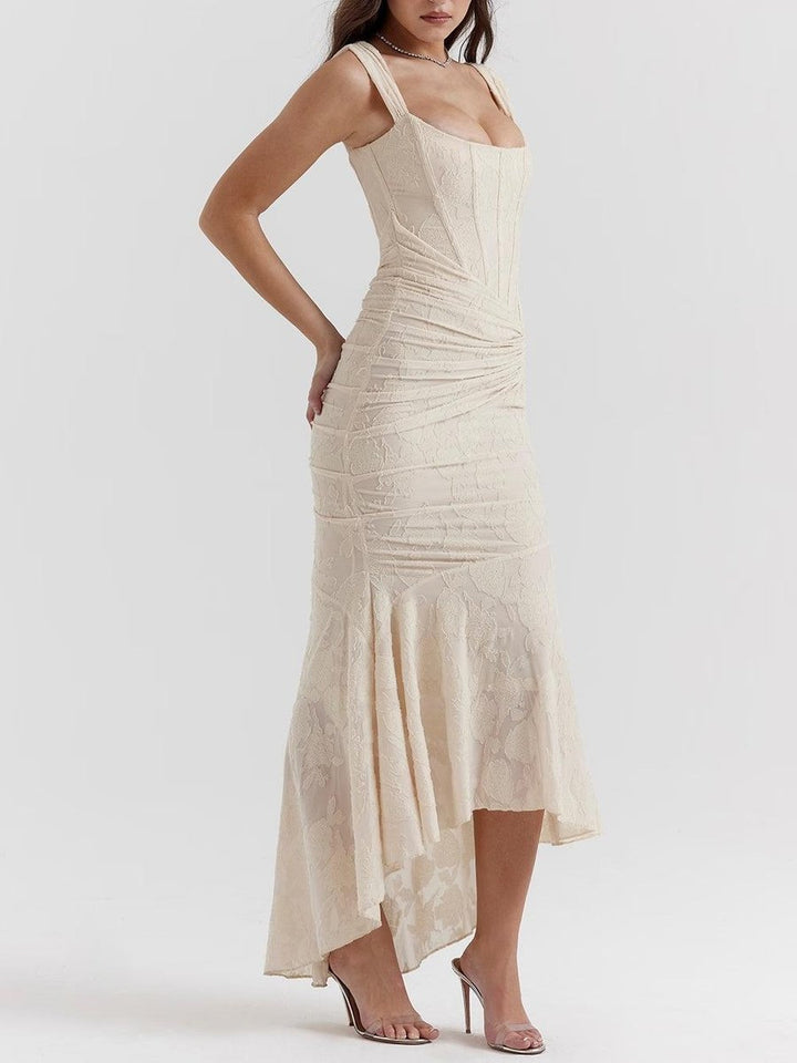 Mother of the Bride Dress Corset Bodice Jacquard Lace Mermaid Midi