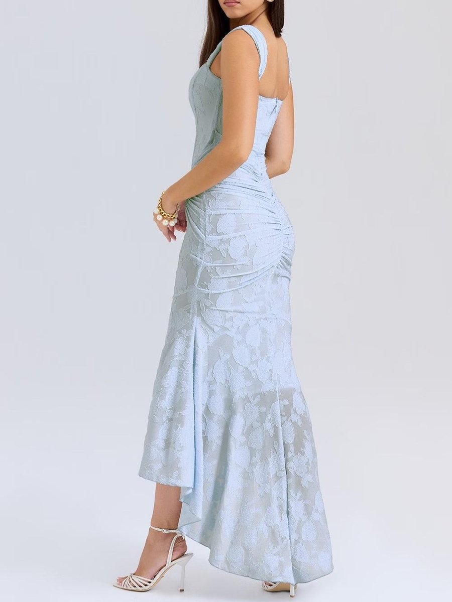 Mother of the Bride Dress Corset Bodice Jacquard Lace Mermaid Midi