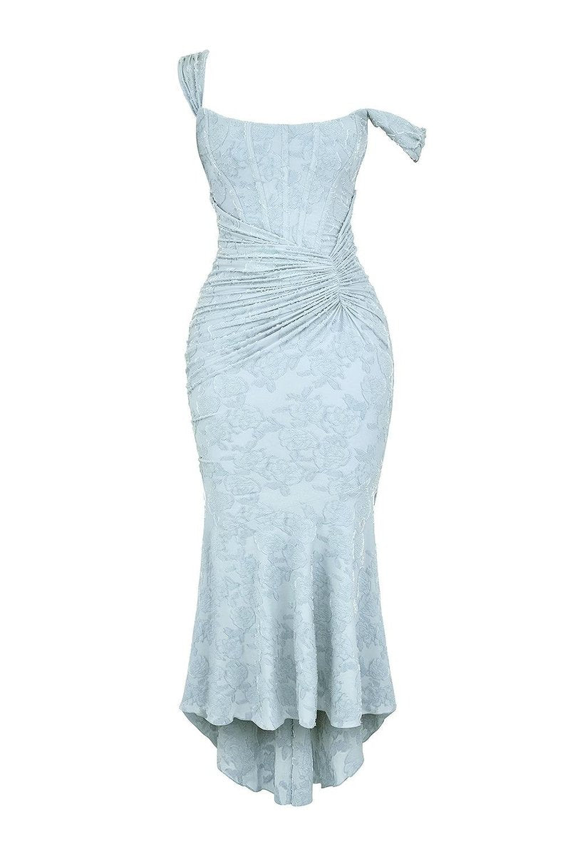 Mother of the Bride Dress Corset Bodice Jacquard Lace Mermaid Midi