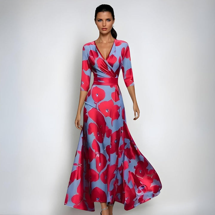 Mother of the Bride Dress Floral Wrap Maxi A-Line Gown