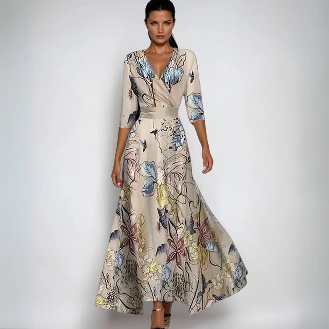 Mother of the Bride Dress Floral Wrap Maxi A-Line Gown