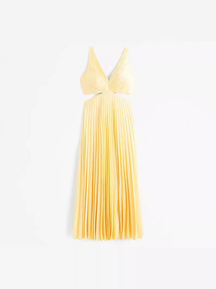 Mother of the Bride Dress Pleated Cutout V-Neck Maxi