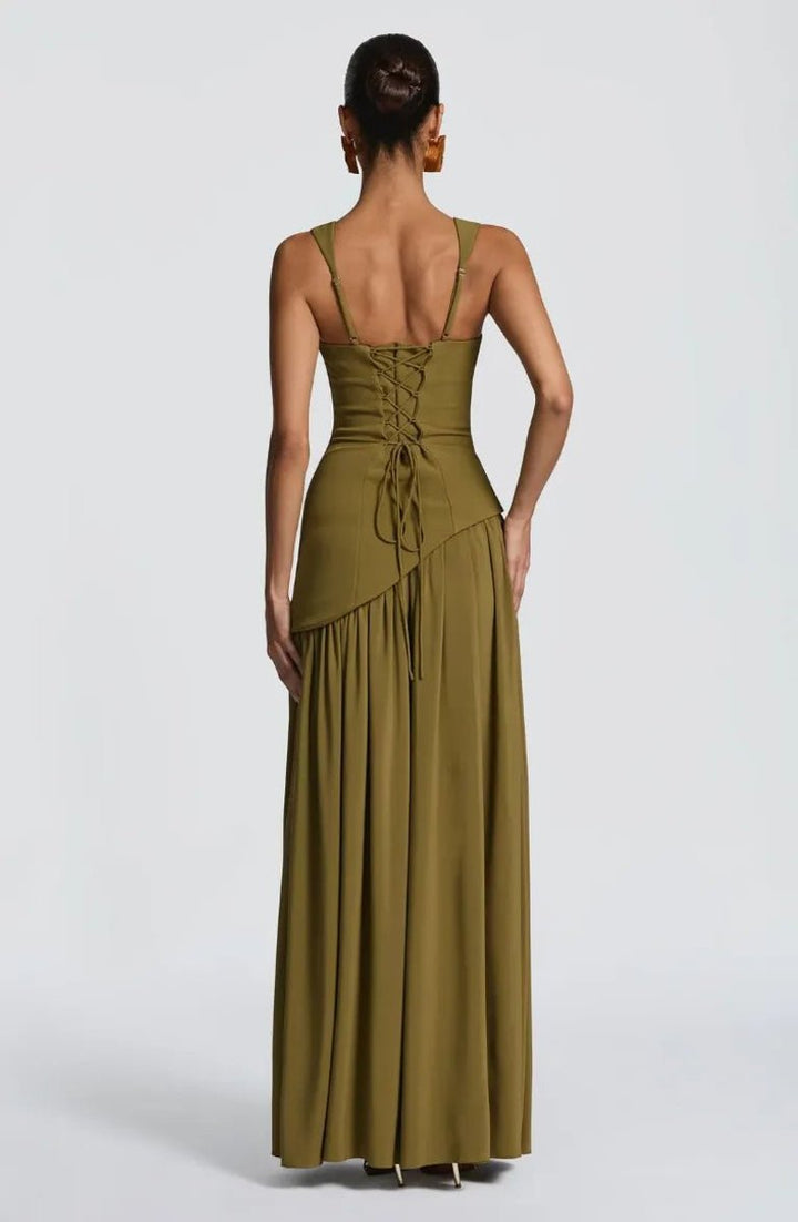 Mother of the Bride Dress Sleeveless Square Neck A-Line Maxi Gown Side Slit