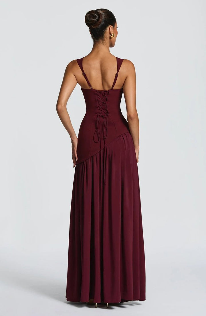 Mother of the Bride Dress Sleeveless Square Neck A-Line Maxi Gown Side Slit