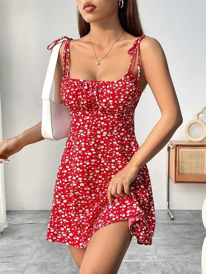Mia | Women's Floral Ruched Cami Mini Evening Gown for Christmas Party Season