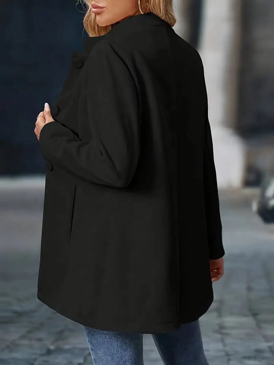 Women Coat Stand Collar Button-Front Tailored Blazer Jacket