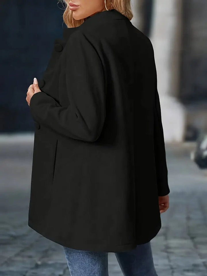Women Coat Stand Collar Button-Front Tailored Blazer Jacket
