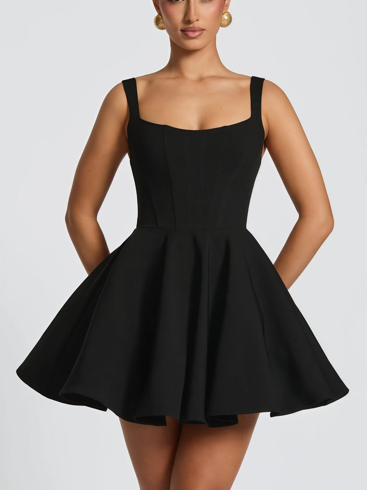 Women's A-Line Oversized Bow-Back Mini Cocktail Dress - Black