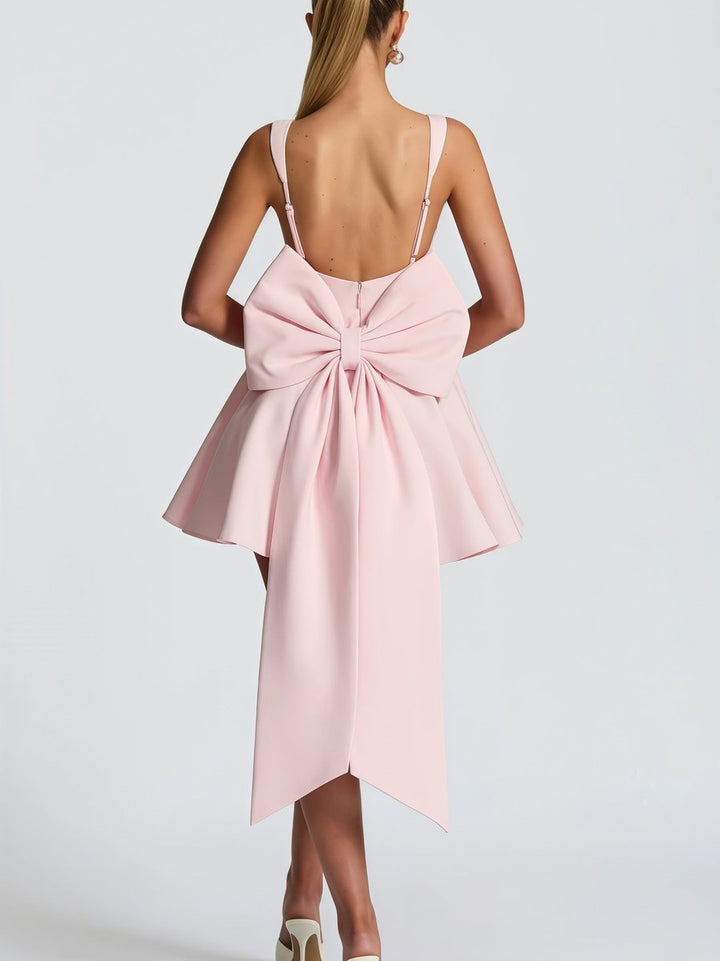 Women's A-Line Oversized Bow-Back Mini Cocktail Dress - Pink
