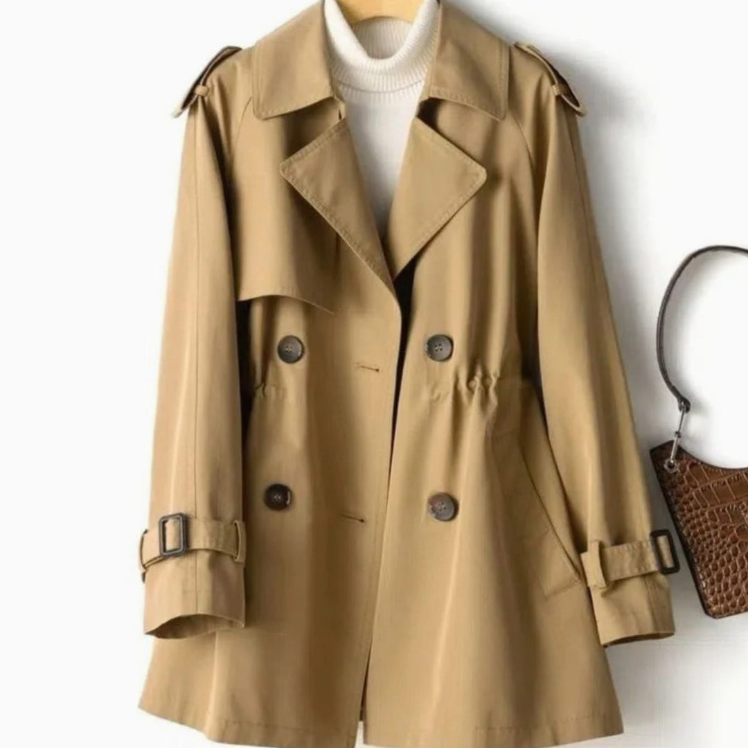 Women's Belted Double-Breasted Trench Coat Notch Lapel - Brown