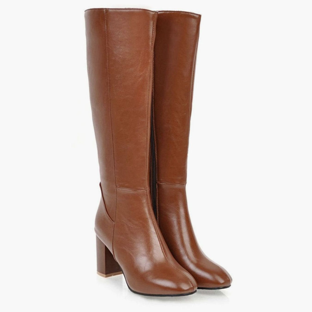 Women's Block-Heel Side-Zip Knee-High Boots