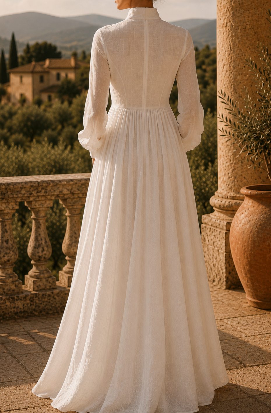 Women's Boho Long-Sleeve V-Neck A-Line Maxi Dress