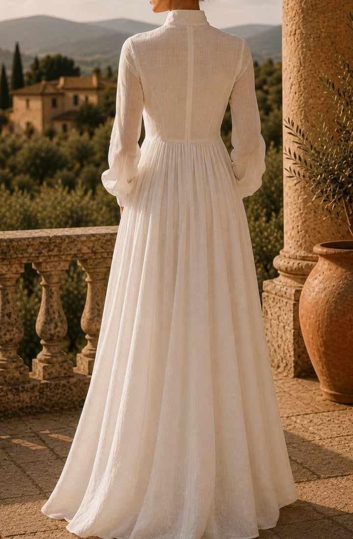 Women's Boho Long-Sleeve V-Neck A-Line Maxi Dress