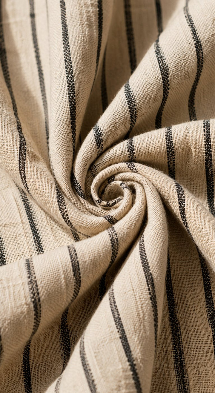 Women's Boho Off-Shoulder Striped Linen-Blend Maxi Dress
