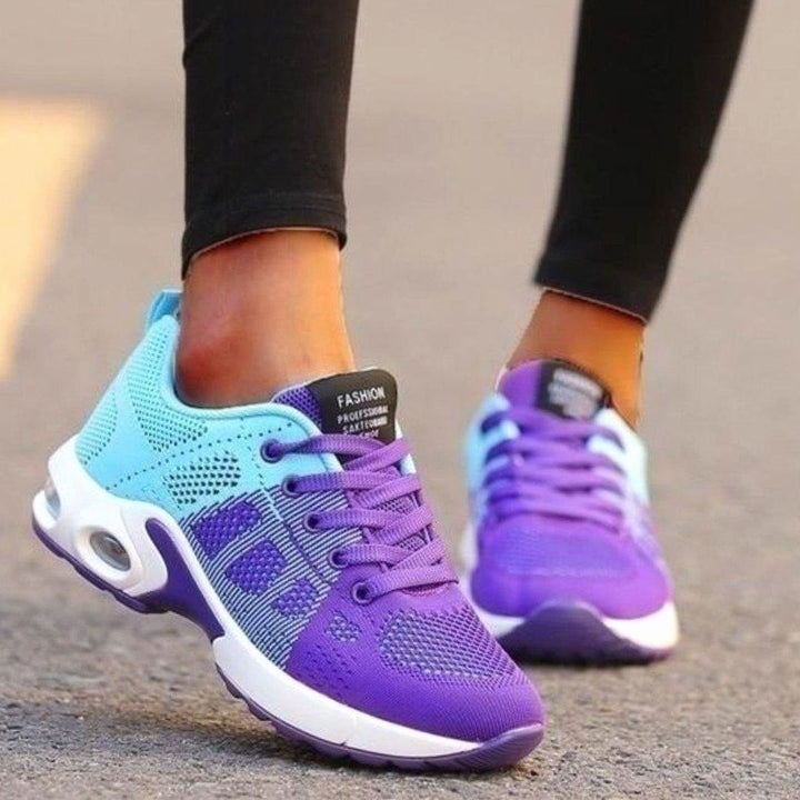 Women's Breathable Mesh Lace-Up Air-Cushion Running Shoes - Aqua