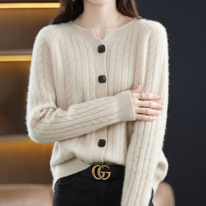Women's Cable-Knit Button-Up Relaxed Fit Winter Cardigan