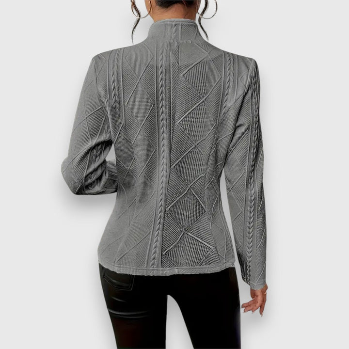 Women's Cable-Knit Mock-Neck Long-Sleeve Fitted Sweater Top