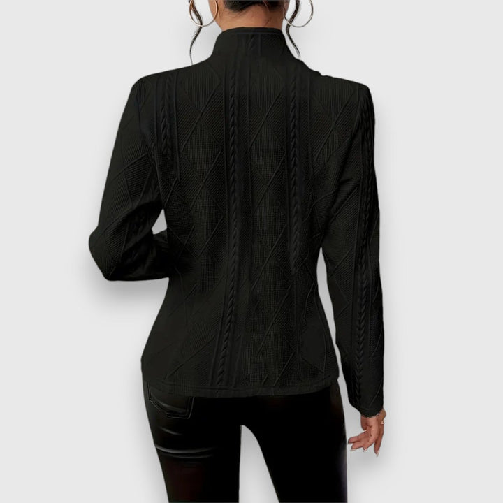 Women's Cable-Knit Mock-Neck Long-Sleeve Fitted Sweater Top