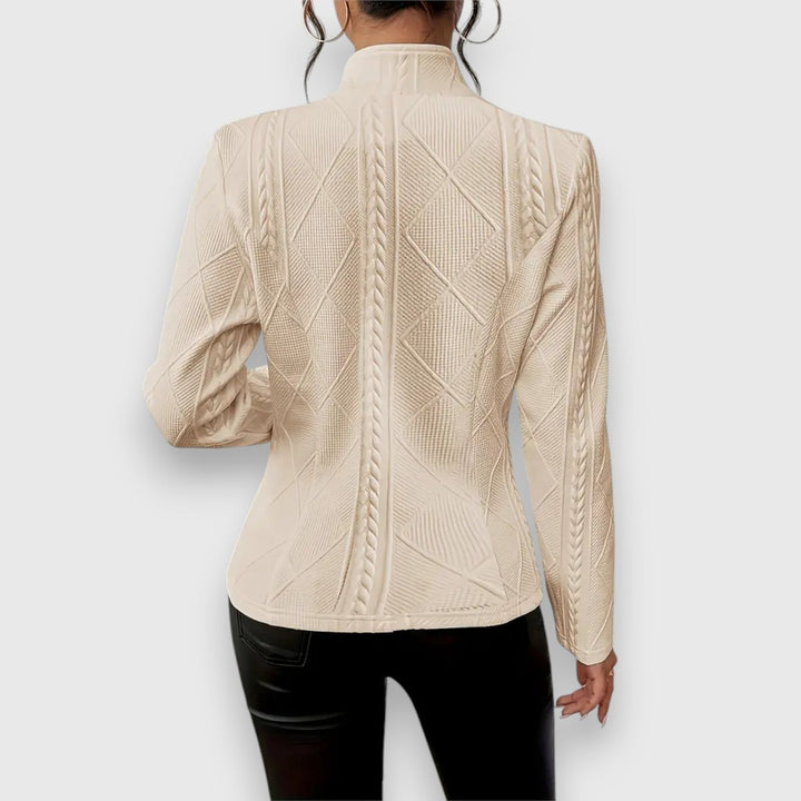 Women's Cable-Knit Mock-Neck Long-Sleeve Fitted Sweater Top