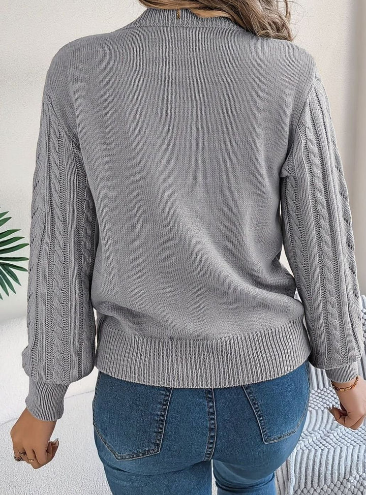 Women's Cable-Knit Openwork Round-Neck Pullover Sweater