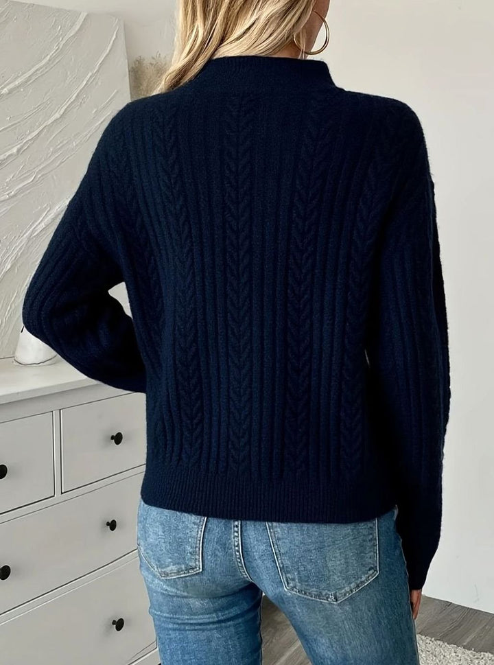 Women's Cable-Knit Quarter-Zip Pullover Sweater