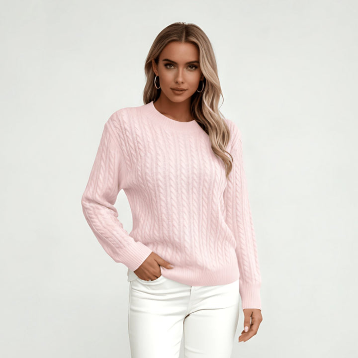 Women's Cable-Knit Relaxed Crewneck Knitwear Sweater