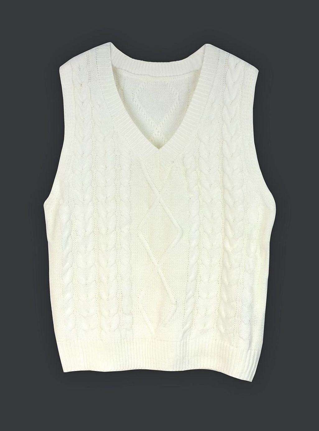 Women's Cable-Knit V-Neck Sweater Vest Relaxed Layering Pullover