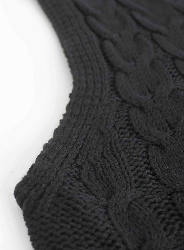 Women's Cable-Knit V-Neck Sweater Vest Relaxed Layering Pullover