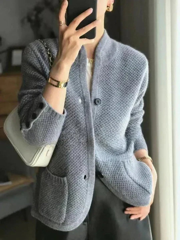 Women's Cashmere Knit Button-Front Cardigan Sweater - Blue