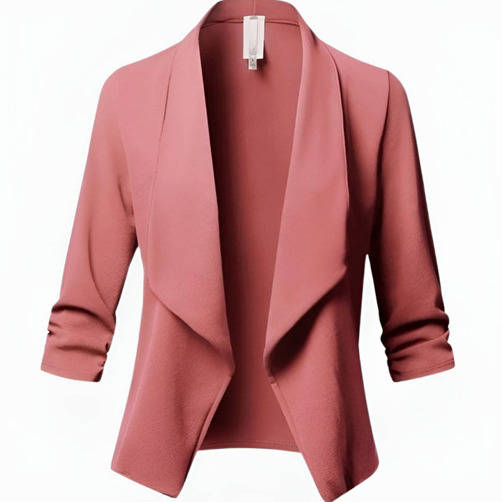 Women's Casual Open-Front 3/4 Sleeve Shawl Collar Office Blazer