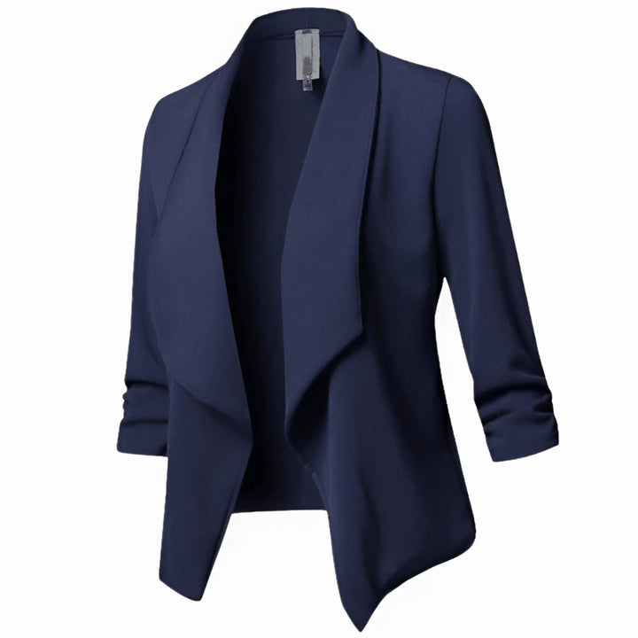 Women's Casual Open-Front 3/4 Sleeve Shawl Collar Office Blazer - Blue