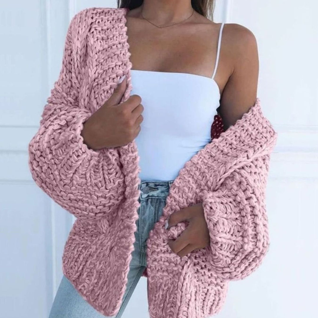 Women's Chunky Knit Open-Front Oversized Cardigan