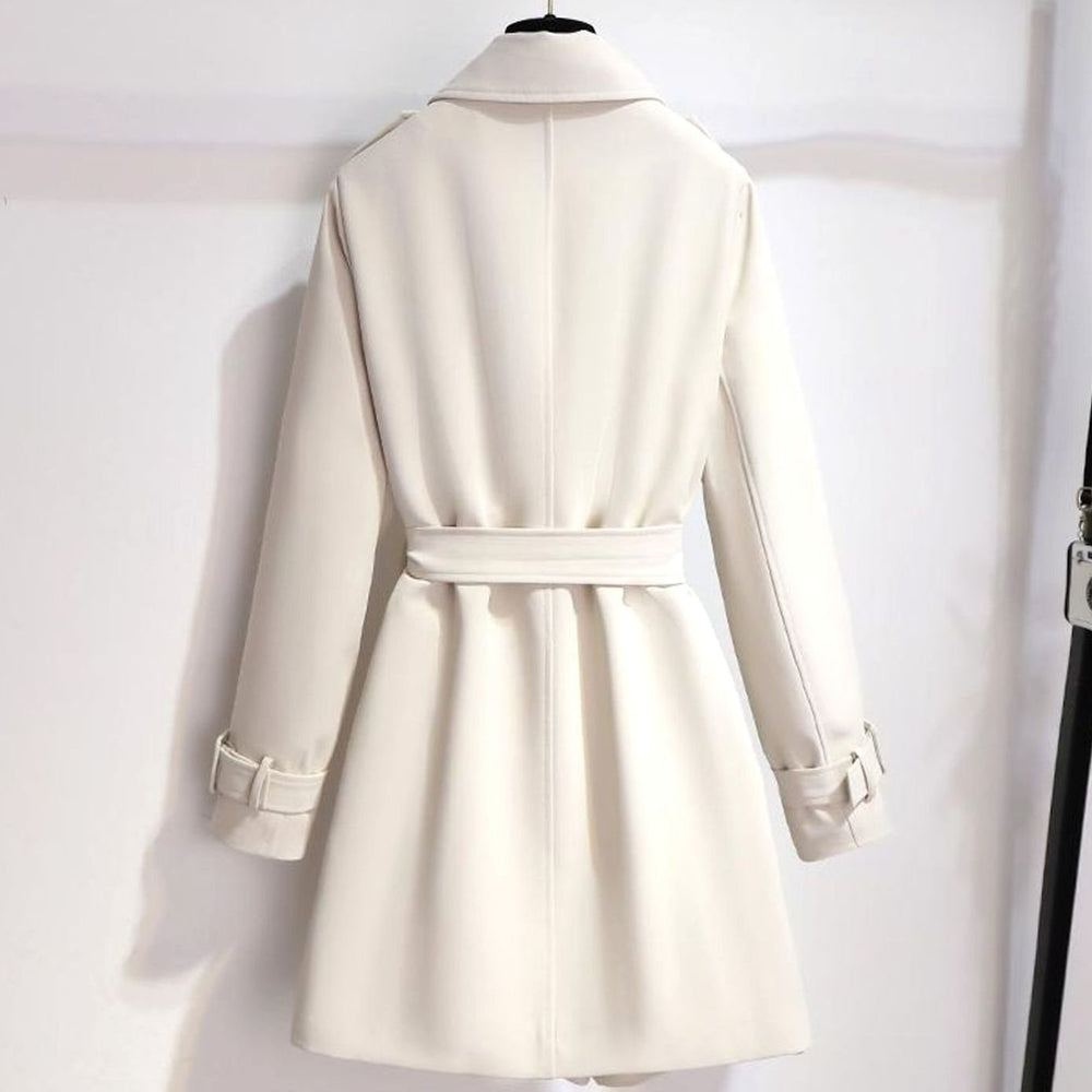 Women's Classic Double-Breasted Belted Lapel Trench Coat