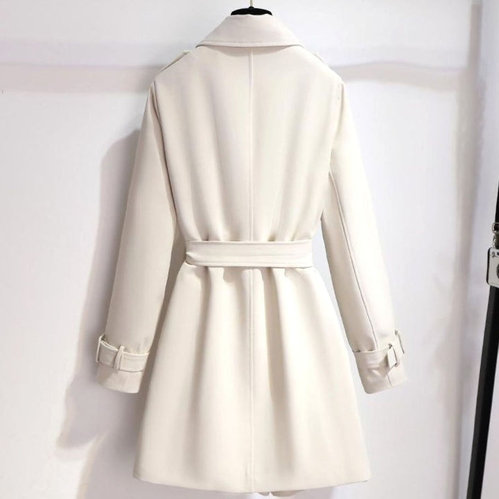 Women's Classic Double-Breasted Belted Lapel Trench Coat