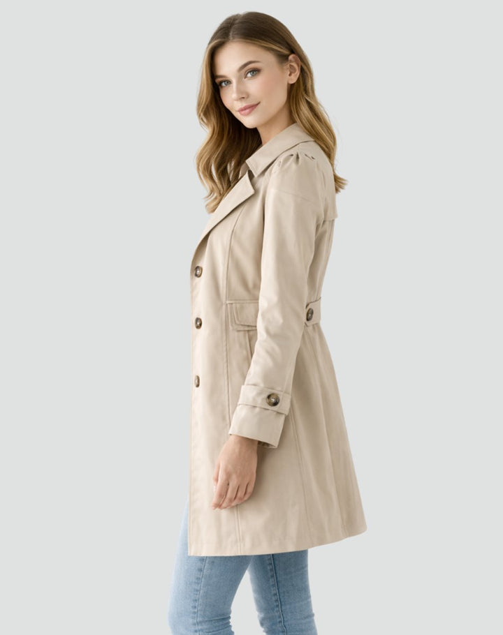 Women's Classic Double-Breasted Mid-Length Trench Coat