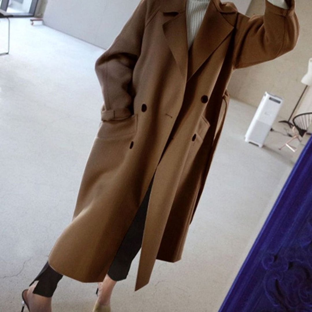 Women's Classic Lapel Double-Button Long Winter Coat