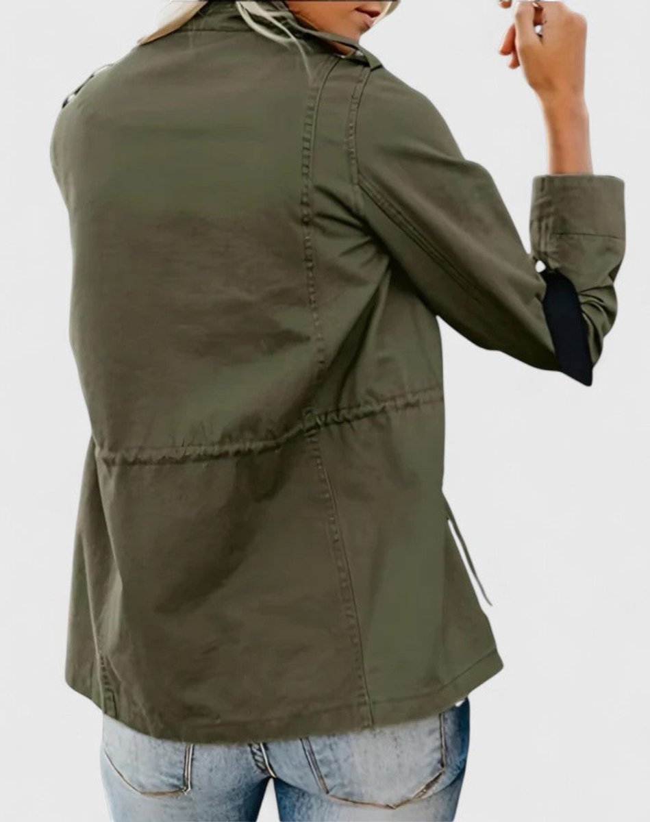Women's Coat Utility Military Field Jacket Drawstring Waist