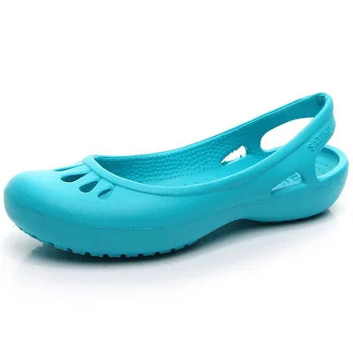 Women's Comfortable Sandals Waterproof Jelly Slingback Cut-Out Flats - Sky Blue