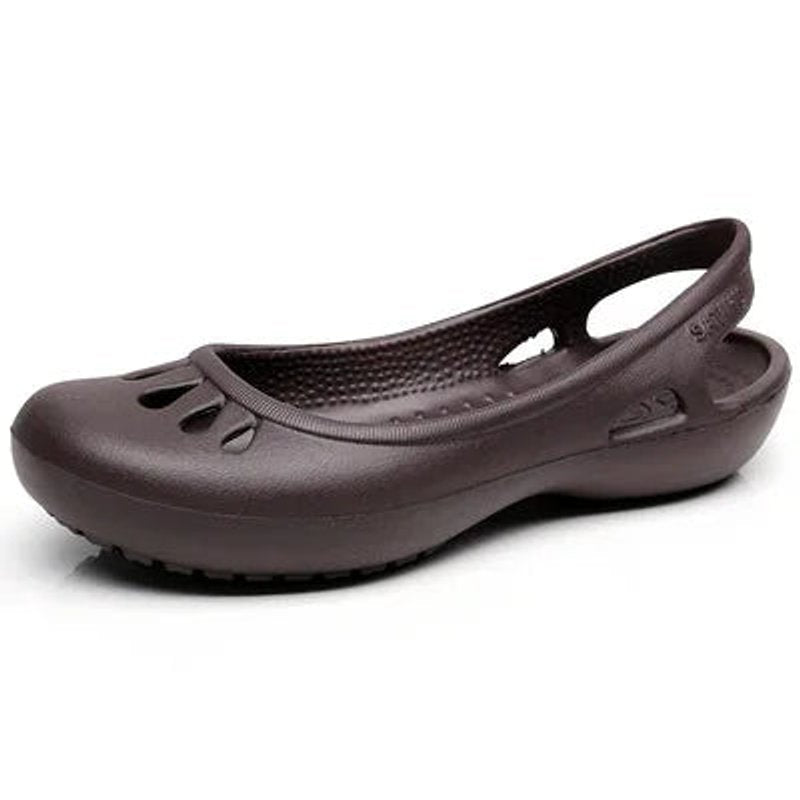 Women's Comfortable Sandals Waterproof Jelly Slingback Cut-Out Flats