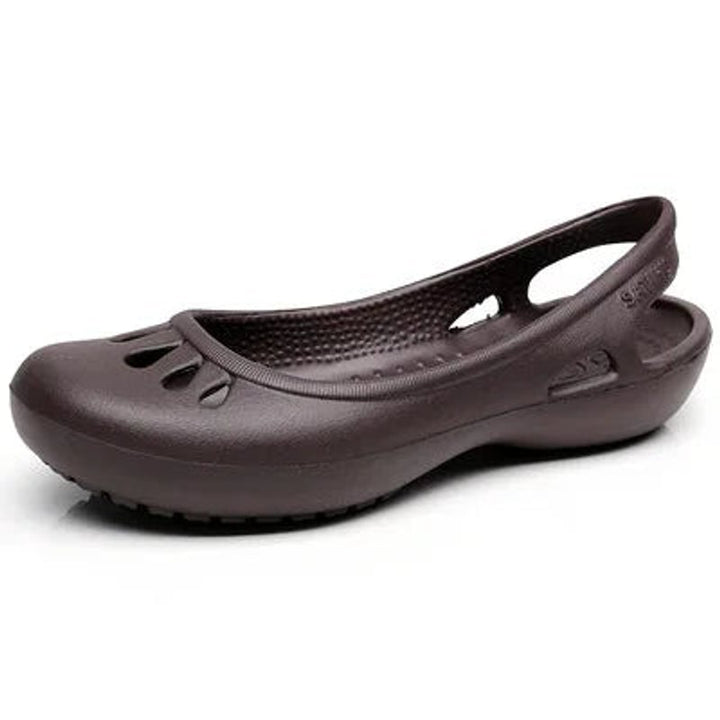 Women's Comfortable Sandals Waterproof Jelly Slingback Cut-Out Flats